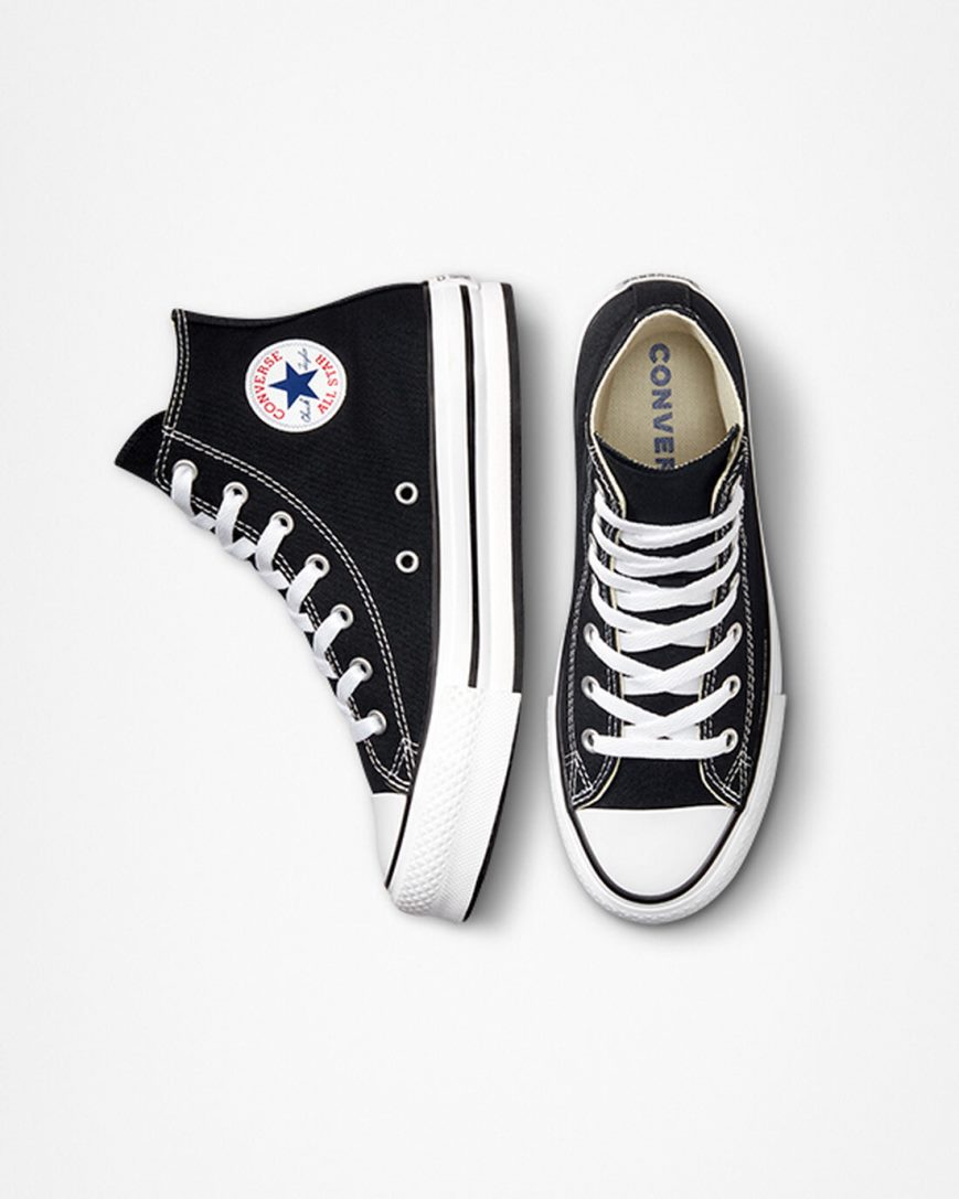 Zapatos Plataforma Converse Chuck Taylor All Star Lift Altas Niña Negras Blancas Negras | PE 0W52L8